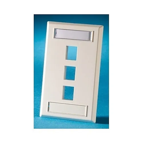 Ortronics OR-KSFP3 Wall Plate, FP, Keystone, 3-Hole, SG, PC, Screw, Kit Fog, White