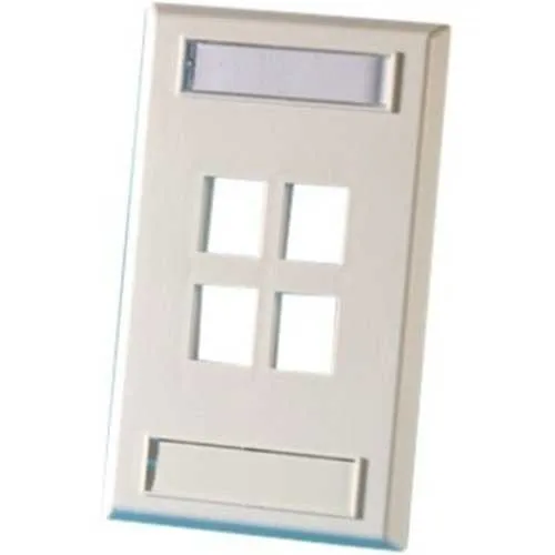 Ortronics OR-KSFP4 Ortronics KSFP4 1-Gang Keystone Faceplate, 4-Ports, Fog White
