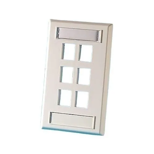 Ortronics KSFP6-13 Wall Plate, FP, Keystone, 6-Hole, SG, LBL, Ivory
