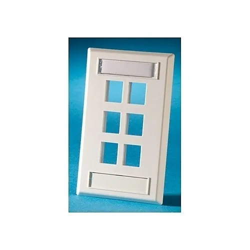 Ortronics OR-KSFP6 Single Gang Plastic Faceplate, Holds Keystone Jack Module, White