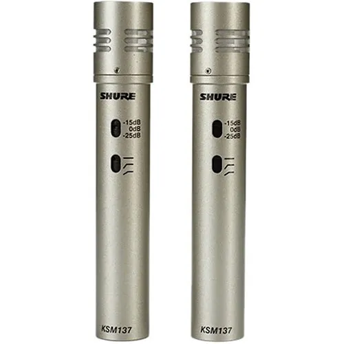 Shure KSM137/SL STEREO KSM137 Stereo Pair with Two Foam Windscreens and Mounts, Silver
