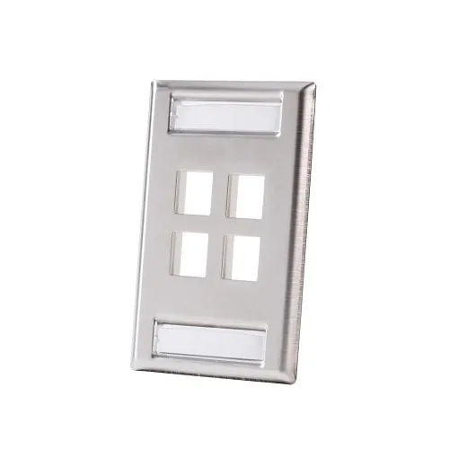 Ortronics KSSS4 4-Port Single-Gang Faceplate, Stainless Steel
