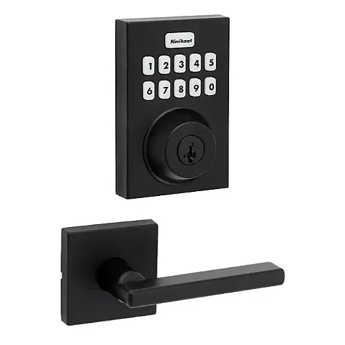 Kwikset 98930-007K Home Central Keypad ZWV Lever Set with Halifax Passage Lever Right or Left Handed Kit, Matte Black