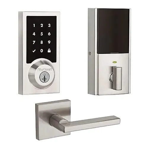 Kwikset KT-99160041K CNT SmartCode Contemporary Electronic Deadbolt with (1) Halifax Lever Passage Door Lock, Satin Nickel, Kit