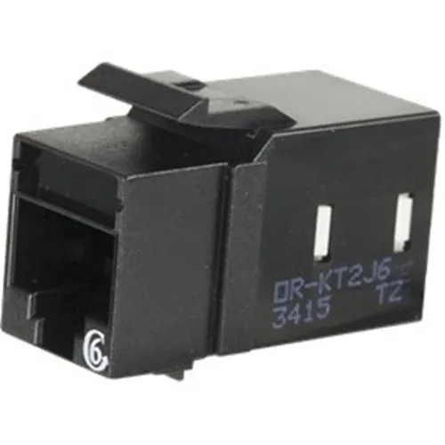 Ortronics KT2J6-00 CAT6 Keystone Jack, Lacing Cap Termination, Black