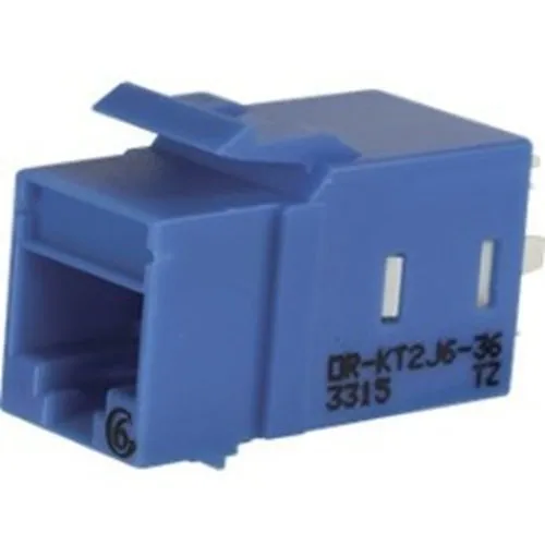 Ortronics KT2J6-36 CAT6 Keystone Jack, Lacing Cap Termination, Blue