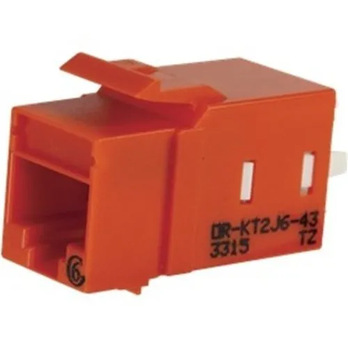 Ortronics KT2J6-43 CAT6 Keystone Jack, Lacing Cap Termination, Orange