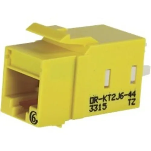 Ortronics KT2J6-44 CAT6 Keystone Jack, Lacing Cap Termination, Yellow