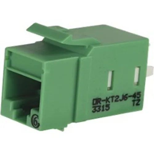 Ortronics KT2J6-45 CAT6 Keystone Jack, Lacing Cap Termination, Green