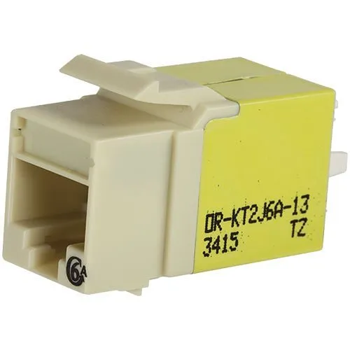 Ortronics KT2J6A-13 CAT6a Keystone Jack, Lacing Cap Termination, Electrical Ivory