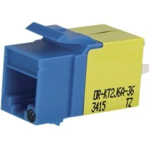 Ortronics KT2J6A-36 CAT6A Keystone Jack, Lacing Cap Termination, Blue