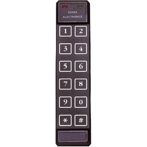 Essex KTP-102-LI KTP Series Mullion 26-Bit Wiegand Thinline 2x6 Keypad Reader, Black Illuminated Overlay