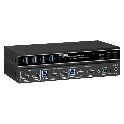 Kanex KVM-2X1DUAL8K HDMI 2x1 KVM Switcher Dual Display 8K60