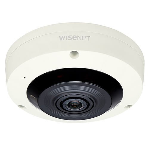 Hanwha XNF-8010R X-Series 6MP IR Indoor Fisheye Camera, 1.6mm Fixed Lens, Ivory