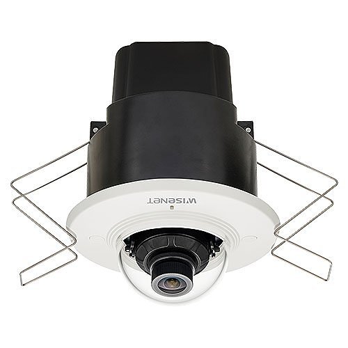 Hanwha XND-8020F X-Series 5MP Flush-Mount Compact Indoor Dome Camera, 3.7mm Fixed Lens, Black/Ivory