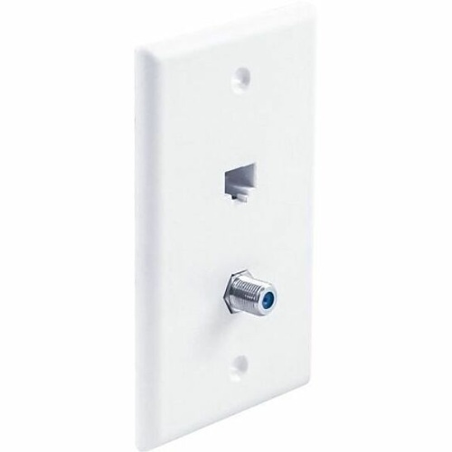 Wavenet 1CAT61F-WH 1-Port CAT6, 1-Port GHz F-Type Faceplate, White