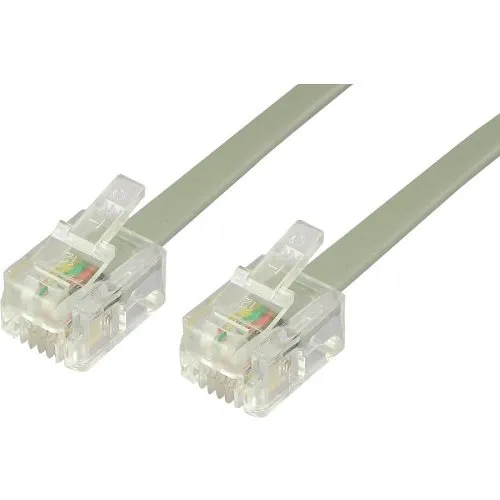 Lynn Electronics L-D4BU-07-SS Conductor Modular Telephone Flat Line Cord, 7' (2.1m), Silver Satin