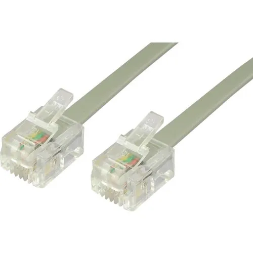 Lynn Electronics L-D4BU-14-SS Conductor Modular Telephone Flat Line Cord, 14' (4.2m) ,Silver Satin