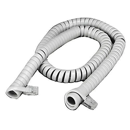 Lynn Electronics L-H4DU-06-LA Phone Handset Cord 4P4C Coiled Light Ash, 6'