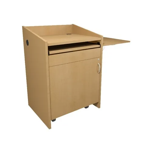 Middle Atlantic L2LDC2FCMKM Pre-Configured L2 Series Lectern with Connectivity and Flip Up Shelf - Knotted Maple, TAA Compliant