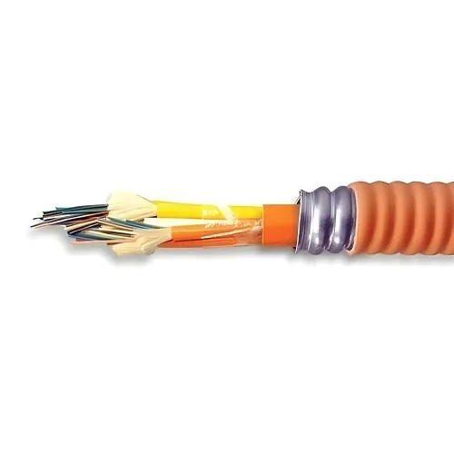 OmniCable L4012P401 Fiber Optic Cable, 12-Fiber OM4 Multimode, Tight Buffered OFCR/OFCP for Indoors, Plenum, Armored, Orange