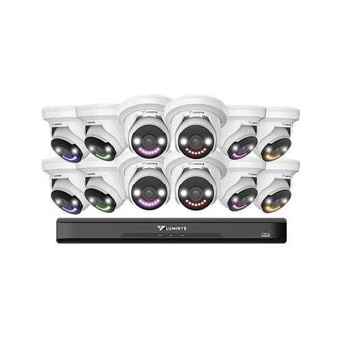 Luminys K8T-16B2A4 LumiLightBand IP Kit, Includes 16-Channel 8MP NVR with Dual SATA and 4TB HDD, (12) 8MP LumiLightBand Turret Camera