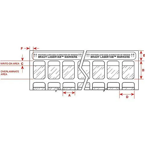 Brady LAT-18-361-1 LaserTab Series Self-Laminating Polyester Labels, 1.33" H x 1" W Label Size, White, Clear, Matte Finish