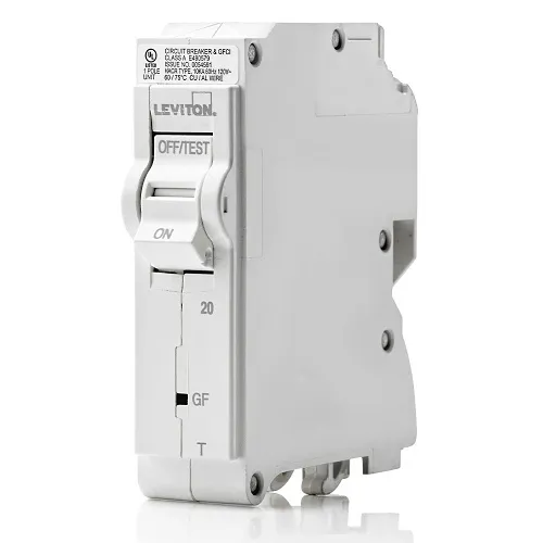 Leviton LB120-GFT 20A 1-Pole GFCI Thermal Magnetic Branch Circuit Breaker, 10kA