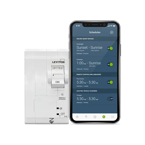 Leviton LB215-EST 15A 2-Pole 2nd Gen Smart GFPE Branch Circuit Breaker with Remote Control