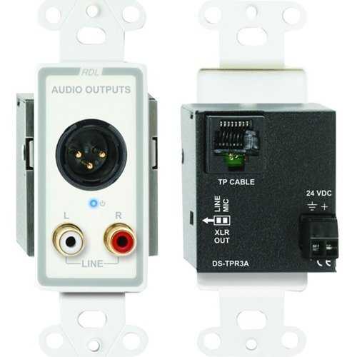RDL D-TPR3A Active Three-Pair Receiver, Twisted Pair Format-A, XLR and Stereo RCA Outputs, White