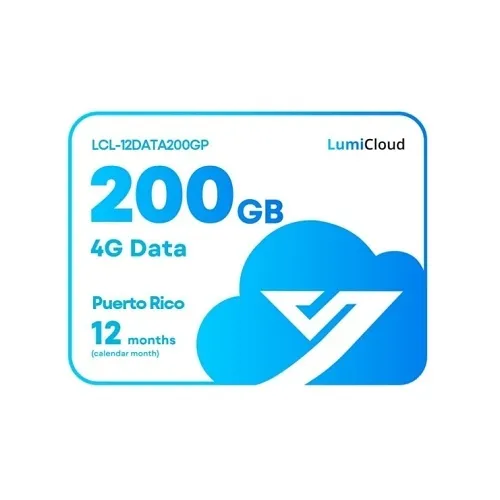 Luminys LCL-12DATA200GP LumiCloud 4G Data 200GB Puerto Rico, 12-Month Data Plan