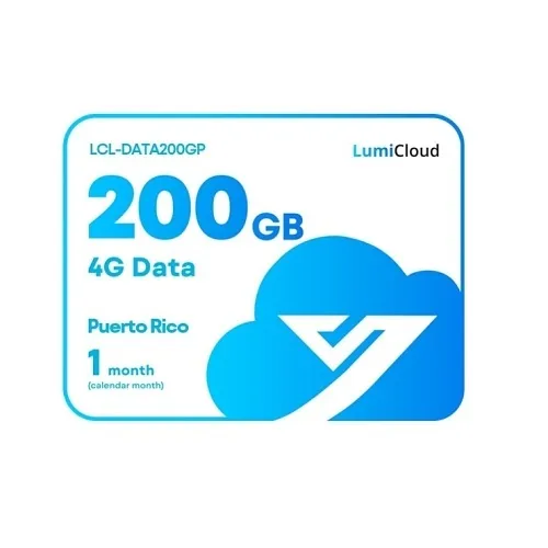 Luminys LCL-DATA200GP LumiCloud 4G Data 200GB Puerto Rico, 1-Month Data Plan