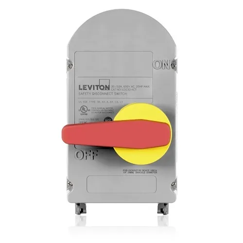 Leviton LDS30-ACT Curve Top Nonfused Disconnect Switch, 30A, 600V