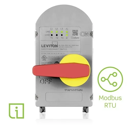 Leviton LDS30-CTM 30/32A Curve Top Non-Metallic Disconnect Switch with Inform Technology