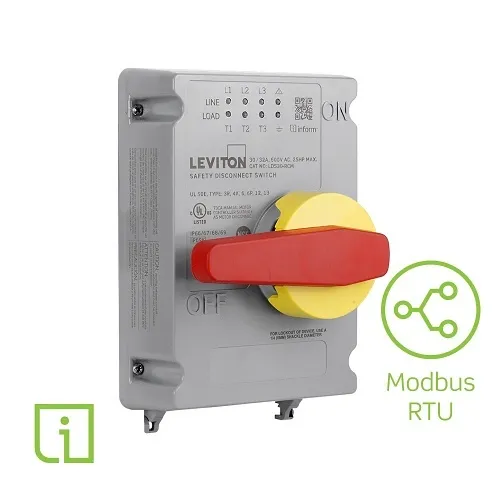 Leviton LDS30-RCM 30/32A Non-Fused Disconnect Switch Replacement Cover with Local and Remote Monitoring (via Modbus RTU) Inform Technology-Powerswitch