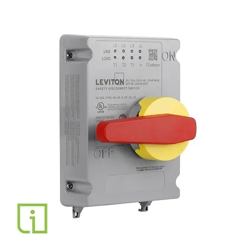 Leviton LDS30-RCS 30/32A Non-Fused Disconnect Switch Replacement Cover with Local Monitoring Inform Technology-Powerswitch
