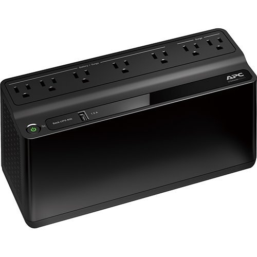 APC BE600M1 Back-UPS, 600VA, 120V, 1-USB Charging Port, NEMA Outlets, 2-Surge