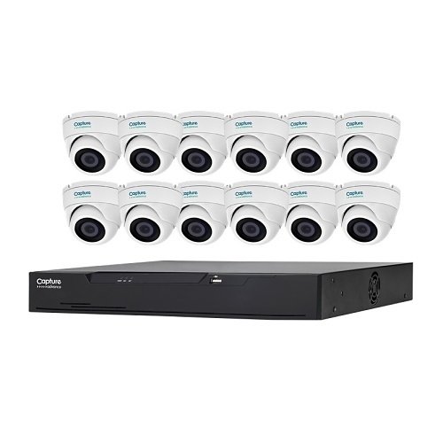 Capture Advance R2-HD16C5MPK 13-Piece Kit, Includes (1) 16-Channel 5MP DVR 2TB and (12) 5MP HD Eyeball Camera with 2.8mm Lens