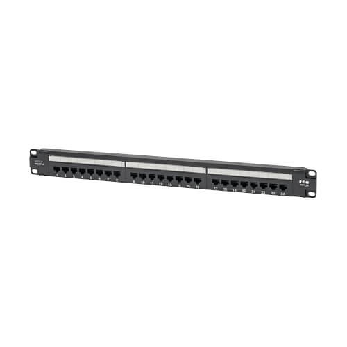 Eaton Tripp Lite N252-P24 CAT6 24-Port Patch Panel, PoE+ Compliant, 110/Krone, 568A/B, RJ45 Ethernet, 1U Rack-Mount, TAA