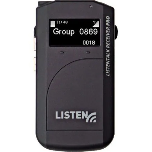 Listen Technologies LKR-11-A0 One-Way Receiver Pro, Chrome Buttons, Black