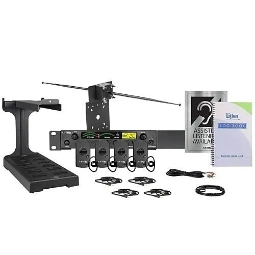 Listen Technologies LS-71-216 iDSP 216 MHz Advanced Level IV Stationary RF System, Including LT-800-216 RF Transmitter and (4) LR-5200-216 iDSP Receivers