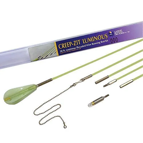 LSDI LS-81-230 CZ30L Creep-Zit 30' Luminous Threaded Connector Wire Running Rod Kit