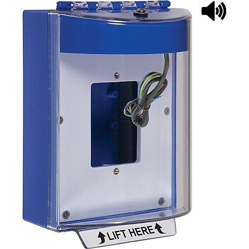 STI 13530NB Universal Stopper Housing with Horn and Relay, Enclosed Back Box, Open Mounting Plate, No Label, Blue