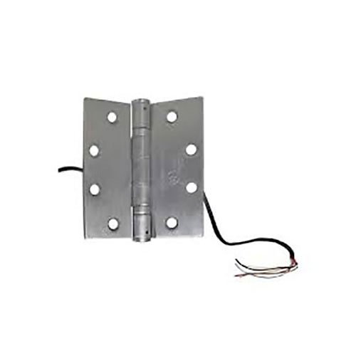 RCI 95206 Electrified Hinge, 2 + 4 Wire 4" x 4" x 5 Knuckle x 4' Lead, Brushed Chrome