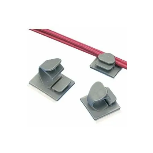 Panduit LWC38-A-C14 Latching Wire Clips with Rubber Adhesive Backing, 1x1", 100-Pack, Gray