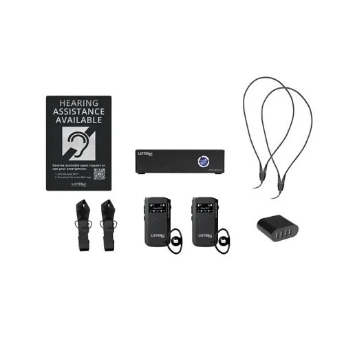 Listen Technologies LWS-02B-W1-D LWS Series 2-Channel Wi-Fi Audio System with 2 Dante Receivers, Black