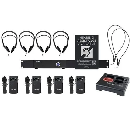 Listen Technologies LWS-04-A1-D 2-Channel Wi-Fi System with 4 Receivers Dante