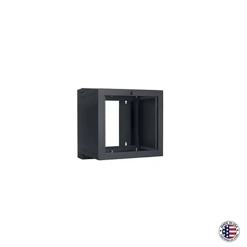 Lowell LWSR-1022 LWSR Series 10U x 22"D Swing Open Wall Mount AV Rack, Steel, Black