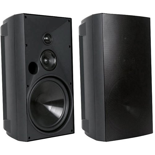 Proficient AW830BLK Outdoor Speaker with 8" Woofer, 3" Graphite Midrange and 1" Pivoting Soft-Dome Tweeter, Pair, Black