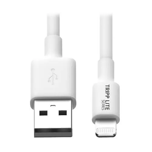 Eaton Tripp Lite M100-006-WH USB-A to Lightning Sync Charge Cable M/M, MFi Certified, 6', White
